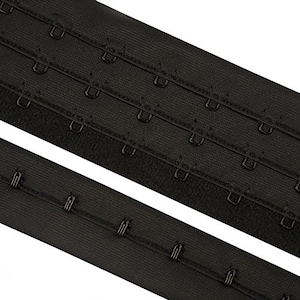 H0941 Bra Continuous Hook and Eye Triple Plush Backed/Fleced Nylon Black Tape - 2 Metres