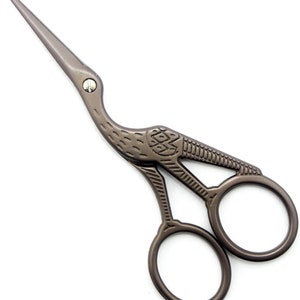 Classic Large Forged Stork Embroidery Scissors, Antique Finish 4.6”