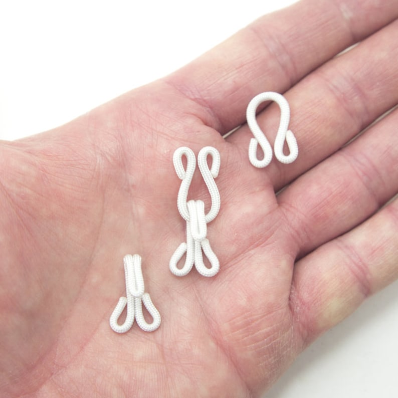 Large Copper White Fur Cotton Braided Hooks and Eyes Fasteners - 38mm ...