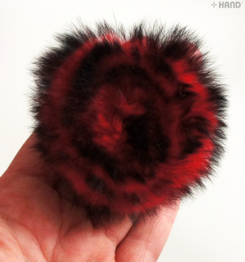 70 mm Diameter A Pair of Luxury Rabbit Fur Pompom Hair Bands in a Rosette Flower Design