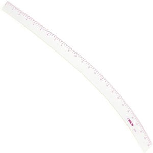 May include: A clear, flexible French curve ruler made of transparent plastic with black printed markings. The ruler features a curved edge for drafting and measures up to 24 inches in length, with the text HAND 63-24 printed near the end.