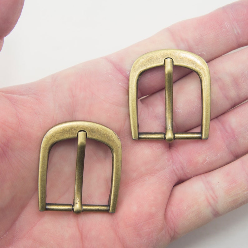 No.6616 Set of 2 Antique Brass Tone Buckles for Belts, Bags, etc. 37 x 34 mm. Fits 25 mm Strap image 2