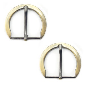 No 8203D Set of 2 Large D Shape Brass Tone Buckles for Belts, Bags etc. - 46 x 38 mm. Fits 30 mm Strap