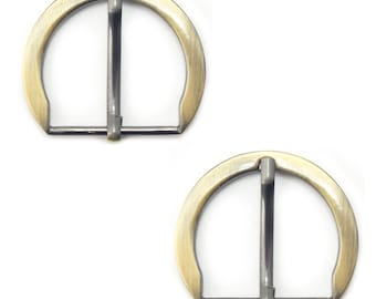 No 8203D Set of 2 Large D Shape Brass Tone Buckles for Belts, Bags etc. - 46 x 38 mm. Fits 30 mm Strap