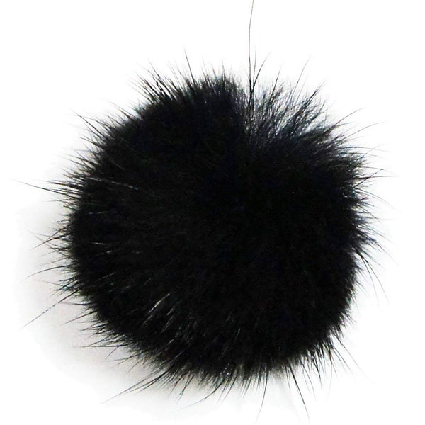 Bordures en vison décoratif noir petit Pom Pom 2,5 cm de diamètre - Pack de 10