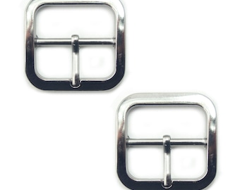 W2060 Juego de 2 hebillas de metal en tono plateado oscuro para bolsos, cinturones, etc. 33 x 33 mm - Se adapta a correas de 25 mm