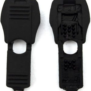 Zip Drawstring Pull Heads Angular Balck Plastic Pack of 10, choice of sizes