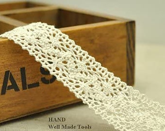 Cotton Lace Trim- Natural Cream, 23mmW/ 10 Meters