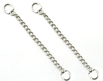 Set von 2 silberfarbenen Metall Aufnäher Metall Kleiderbügel Hängen Kette Schleifen - 8,5 cm Lang