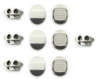 T268 Set of 10 Silver Grey Metal Hoodie Cord Locks Toggles - Hole Diameter 4 mm