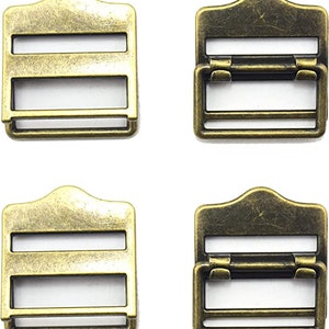 Model 1-4, 4 Pcs Antique Gold Tone Metal Buckle for Garment, Belts, Bags - Fits Straps up to 24 mm