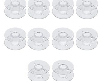 Pack of 10 Clear Plastic Bobbins for Domestic Sewing Machines