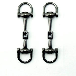 No.47132 Dark Gunmetal Tone Hinged Metal Equestrian Buckles - 50 x 16 mm - 2 Pieces
