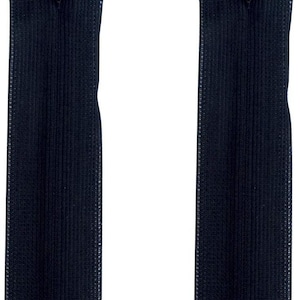 May include: Two black zippers with a visible zipper pull. The zippers are made of a dark, textured fabric and are set against a white background. The zipper teeth are visible at the top.