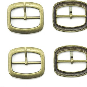 Model 1-6, 4 Pcs of Antique Gold Tone Metal Buckle for Shoes, Belts, Bags - Fits Straps up to 30 mm