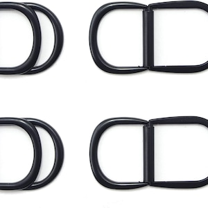 Model 1-3, 4 Pcs of Black Metal Hinged 2-Part Locking D Rings for Shoes, Belts, Bags, Webbing - Fits Straps up to 25
