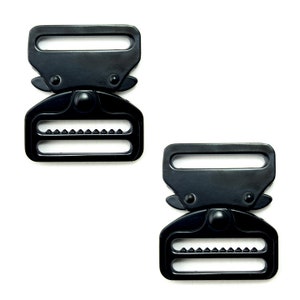 E1344 Set of 2 Matte Black Metal Quick Release Buckles 48 x 40 mm - Up to 32 mm Strap