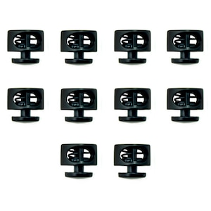 T5039 Set of 10 Round Black Metal Hoodie Cord Locks Toggles - Hole Diameter 5 mm