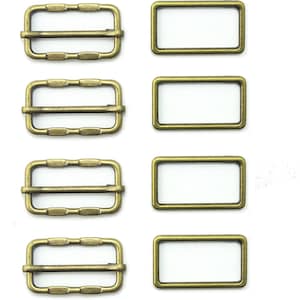 Model 3-4, 4 Pcs Antique Gold Tone 2-Part Metal Buckle for Shoes, Belts, Bags - Fits Straps up to 30 mm