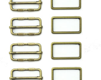 Model 3-4, 4 Pcs Antique Gold Tone 2-Part Metal Buckle for Shoes, Belts, Bags - Fits Straps up to 30 mm