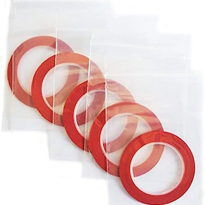 Extra dunne fashion designer tape voor paspop, ontwerper, studenten, 1,5 mmW, lengte 12,5 m - rood, pak van 5 rollen