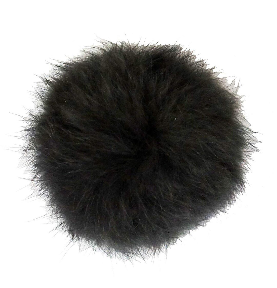DARK GREY Decorative Rabbit Fur Pom Pom Trims 7cm Diameter - Pack of 4 ...