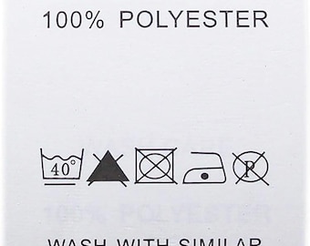 Wash Care Labels 100% Polyester, 40mmW x 80mmL, Roll of 2500