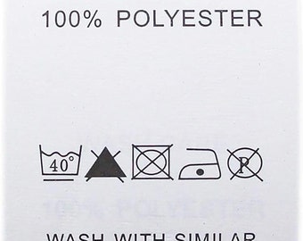 Wash Care Labels 100% Polyester, 40mmW x 80mmL, Roll of 2500