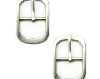 No.4712 Set of 2 Brushed Silver Tone Metal Buckles for Bags, Belts etc. 46 x 30 mm - Fits 25 mm Strap