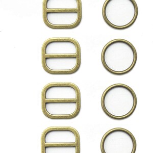 Model 3-2, 4 Pcs of Two-Part Antique Gold Tone Buckle for Shoes, Belts, Bags, Webbing - Fits Straps up to 20 mm