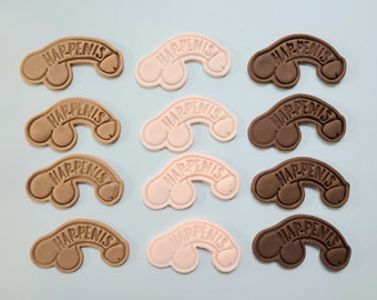 Hap-Penis Fondant Cupcake Toppers, Funny Bachelorette Party Cupcake Decorations, Bachelor Party or Adult Birthday Cake Decor