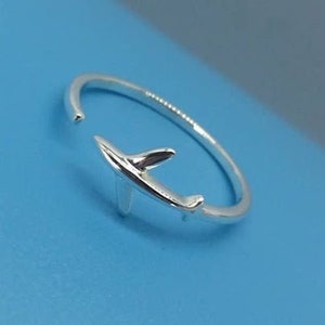 Silver ring with plane Gift for stewardess Travel ring Silver 925 Ring with plane Aviation Jewelry Gift for pilot and people who love sky