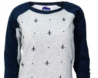 Sweatshirt with embroidered airplanes Sweater with airplanes GIFT for stewardess GIFT for flight attendant Clothes Gift for Pilot