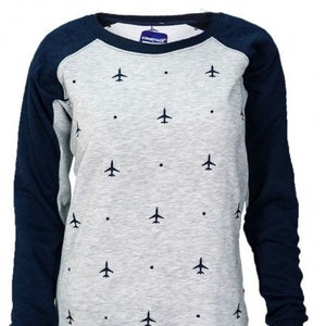 Sweatshirt with embroidered airplanes Sweater with airplanes GIFT for stewardess GIFT for flight attendant Clothes Gift for Pilot