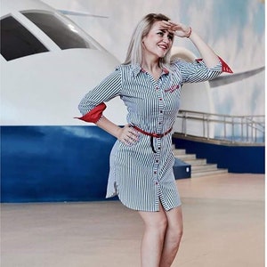Dress Ready for takeoff Dress for stewardess GIFT for stewardess For flight attendant For Pilot Black and white dress Clothes for stewardess