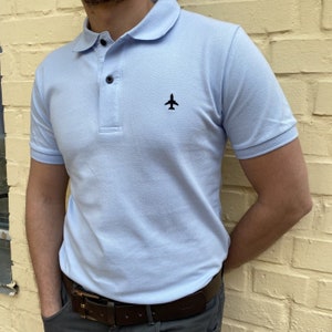 Polo with embroidered airplanes, T-shirt with airplanes, GIFT for steward, Men&#39;s cotton polo, Gift for Pilot, Cotton polo planes, pilot polo