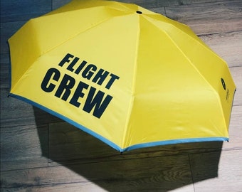Umbrella for crew, Umbrella for stewardess, Umbrella Flight Crew, Gift for flight attendant, Yellow umbrella. Umbrella for pilot.