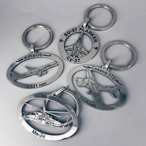 Metal Keychain with airplanes, Airbus 380, Airbus 320, Airbus 321 neo, Boeing 747, Boeing 787,  Cessna 172, Keychain with plane, Metal tag