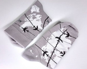 Socks for flight attendants, Socks for pilot, Gift for pilot, Socks with plane, Socks with airplane, Best Pilot Gift, Men's dress socks