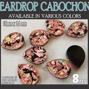Teardrop cabochon laser cut Sizes 10mmx14mm - 8pcs Lot ( You Pick Color and Size) / Please see description for adding holes.