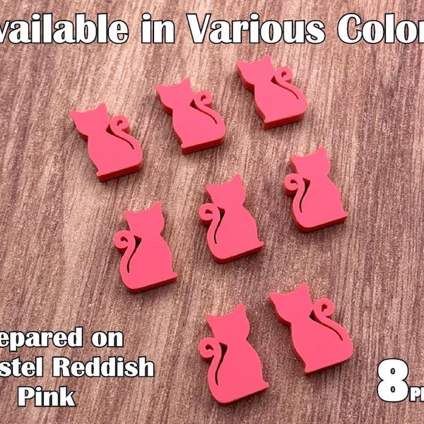 Curly-Tailed Sitting Cat acrylic laser cut cabochon (You Pick Color) 8 pcs / Lot Please see description for more Information on this Listing