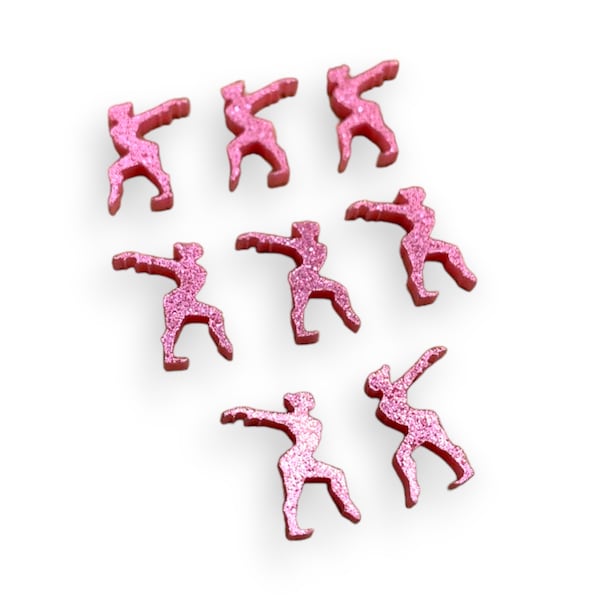 Gymnastics / Floor Routine / Olympics acrylic laser cut cabochons (Shown in Pink Glitter) 8 pcs / Please See Description/Photos for Info