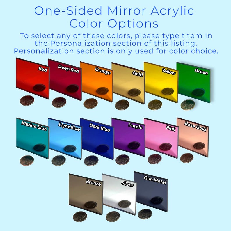 a group of different color options on a blue background