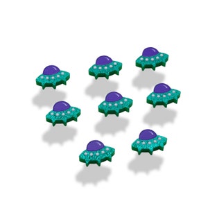 UFO Cutout Flatbacks – Laser Cut Acrylic (8pcs) for Glow Journals, Resin Shakers, Card Making, Scrapbook Pages & Sci-Fi Craft Kits 8 pcs