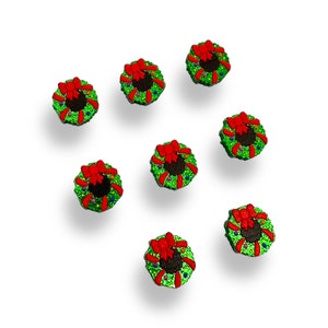Detailed Christmas Wreath with Colorful Ornaments  (Option C) (A2:60) (Printed) acrylic laser cut cabochon  8 pcs/Lot Please see description