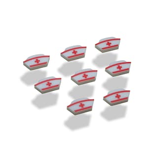 Detailed Nurse Cap (A1:48) acrylic laser cut Shown on Milky White Solid with Red accents ( You Pick Cap Color and Accent Color) 8 pcs / Lot