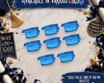 Personalize your Graduation Caps acrylic laser cut cabochon ( You Pick Color) 8 pcs / Lot Please See Description for Important Information