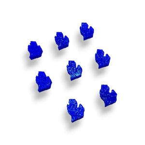 May include: Eight blue glitter Michigan state outline shapes.