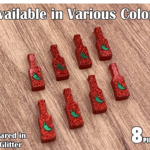 Hot Sauce Bottle acrylic laser cut cabochon ( You Pick Hot Sauce Bottle Color and Jalapeno Color) 8 pcs / Lot