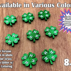 4-H Farm Clovers – Laser Cut Acrylic Cabochon (8pcs) County Fair Display Badge, Ag Project Marker, Farm Chart Token, Youth Club Decor Bit
